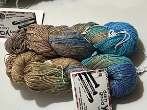 Dan Good Yarn SILK Lace Weight Set of Two Hanks 50g ea. SPARKLE SANDY BEACH - Picture 1 of 7