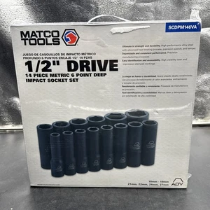 NEW Matco Tools 14-Piece 1/2”Dr Metric 6Pt Deep Impact Socket Set (SCDPM146VA) - Picture 1 of 3