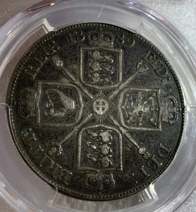Great Britain Silver Coin 1887 England Victoria Dbl Florin PCGS VF25 - Picture 1 of 3
