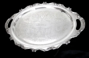 Wallace La Reine Silber Teller 22" x 15" Butler/Serviertablett # 1100-2 - graviert - Bild 1 von 9