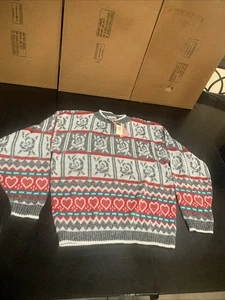 Vintage HOT CASHEWS 80s Hearts Seasonal Sweater Size Large Made in USA - Bild 1 von 3