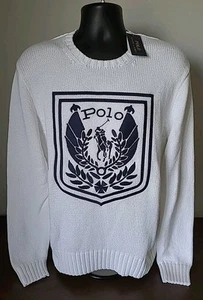 Polo Ralph Lauren Men's Big Logo Crest Knit Sweater, White, Size M - Picture 1 of 6