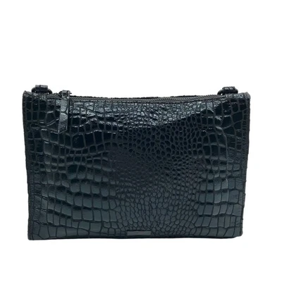 I.N.C. Bandolera International Concepts de cuero sintético de cocodrilo negro Foto 1 de 4