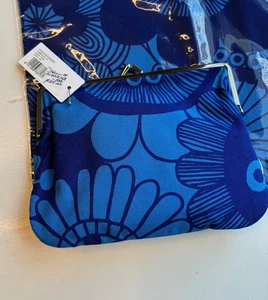 Marimekko "Ahkeraliisa/Puolikas Kukkaro" Wallet Makeup Pouch, Blue Floral, 20x14 - Picture 1 of 3