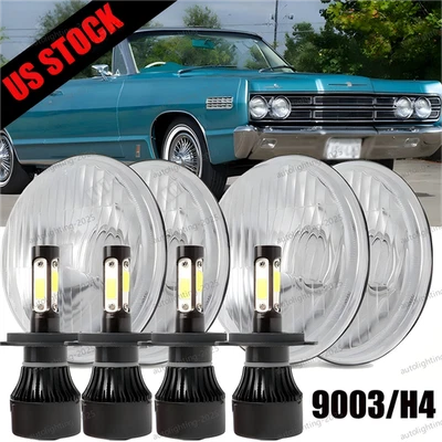 Faros LED redondos altos/bajos 4 piezas para Mercury Cougar 1967-76 Monterey Comet 5,75" Foto 1 de 4