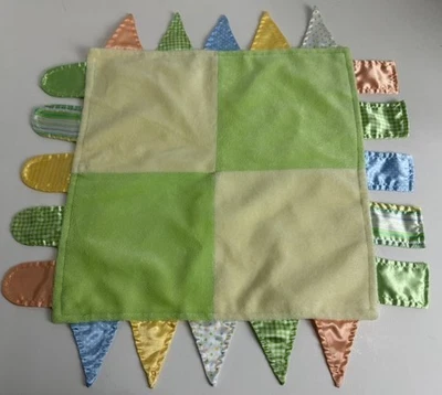 Carters Child Of Mine Yellow Green Satin Tags Blankie Mini Baby Security Blanket - Image 1 of 4