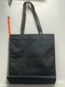 Black Tote 15x14x6 with 10 Inch Drop Handles One Outside Pocket And Snap Closure - Picture 1 of 9