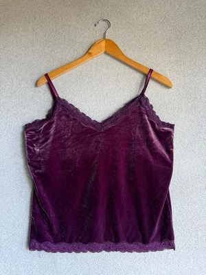 Camiseta Coldwater Creek Camisola Grande Mujer Ciruela Terciopelo Encaje Borde Bebé Y2K Foto 1 de 4