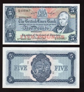 Escocia 5 libras 1968 P-170 The British Linen Bank UNC - Imagen 1 de 1
