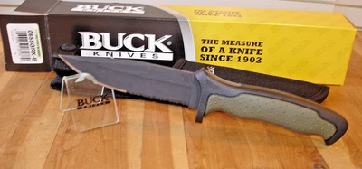 NIB FB BUCK KNIFE 655 GRX SHORT NIGHTHAWK BLACK OXIDE 420HC BLADE RUBBER HANDLE - Image 1 of 4
