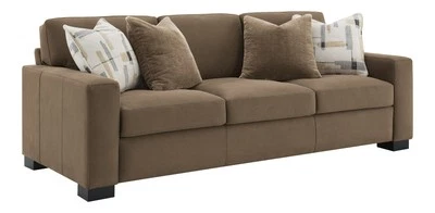 Sofá tapizado de tela ACME Darya Transitional con 4 almohadas en marrón Foto 1 de 4