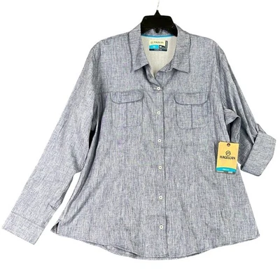 Magellan Shirt Mens XXL Blue Heather Classic Fit Moisture Wicking Outdoors Fish - Image 1 of 4