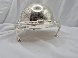 Silver Plated STEEL Caviar Dish Original Glass Made In England Good Condition - Picture 1 of 12