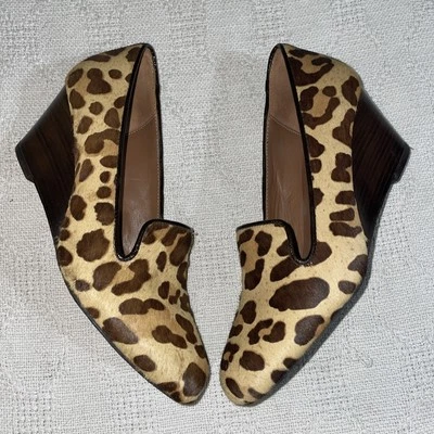 Salto anabela Donald Pliner feminino tamanho 7 M estampa de leopardo couro festa para sair - Imagem 1 de 4