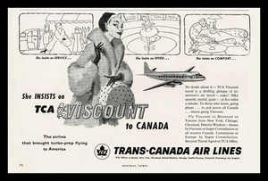 1950's TCA Viscount - Trans Canada Airlines Original Vintage Magazine Ad - Bild 1 von 3