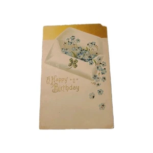 Vintage Happy Birthday Postkarte Floral Made In Germany - Bild 1 von 2