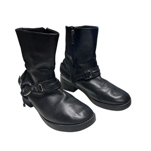 Harley Davidson Christa Harness Boot Damen 9 Leder schwarz Metall Logo Schnalle - Bild 1 von 18