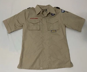 Boy Scouts of America BSA hellbraunes Uniformhemd genäht Truppenaufnäher Jugend Large - Bild 1 von 6