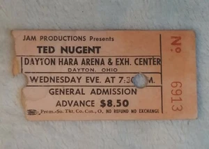 Ted Nugent Wednesday 7:30 PM Dayton Ohio Ticket Stub Hara Arena Jam Productions - Picture 1 of 2