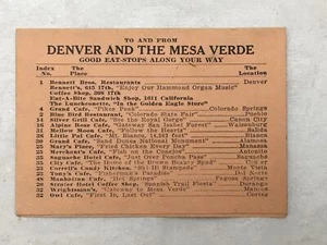 Tarjeta de colección 1939 Guía de licencia de auto #s y come entre Denver Mesa y Verde - Imagen 1 de 4