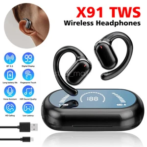 Wireless Bluetooth 5.3 Earphone Noise Cancelling LED Display Ear Hook Headphone - Picture 1 of 26