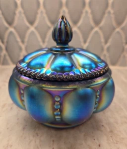 Fenton Glas Favrene Schale Landmark Collection 2005 Kobalt irisierend Melone - Bild 1 von 23