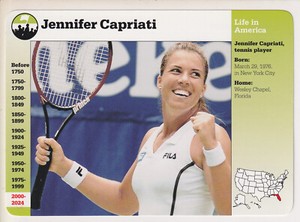 JENNIFER CAPRIATI Tennis Star Photo 2001 GROLIER STORY OF AMERICA CARD #139-16