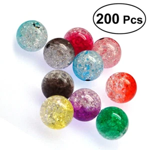 200 Pezzi Perline di Vetro Crackle Rotondo Creazione Gioielli Charms Collana Carino per - Foto 1 di 11