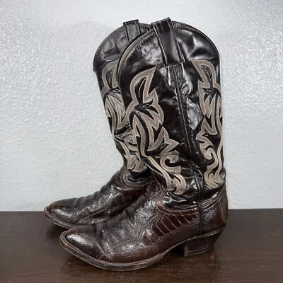 Botas vaqueras exóticas marrón avestruz para hombre suela Delta 8,5 D usadas en excelente estado Foto 1 de 4