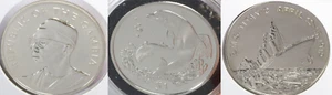Lot of 3 10 Dalasis 1975 Gambia Independence Silver 5 Dollars Titanic 2 Dolphins - Picture 1 of 9