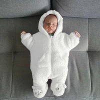 Newborn Baby Boys Girls Kids Warm Bear Hooded Romper Jumpsuit Clothes Outfits