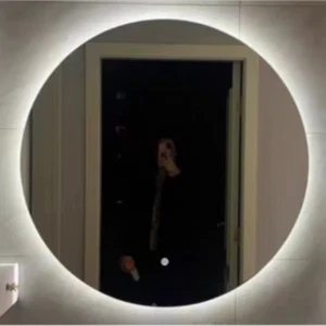 Frameless Round LED Mirror 90cm Touch Sensor Dimmable Light Home Décor - Picture 1 of 6