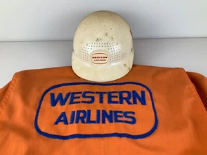 Vintage WAL Western Airlines Coveralls Jumpsuit Uniform w Hard Hat Helmet - Picture 1 of 20
