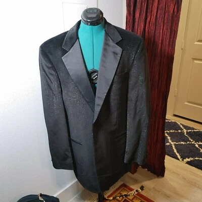 42R Hugo Boss Black Velvet Metallic Tuxedo Duke Ellington Complete - Image 1 of 4