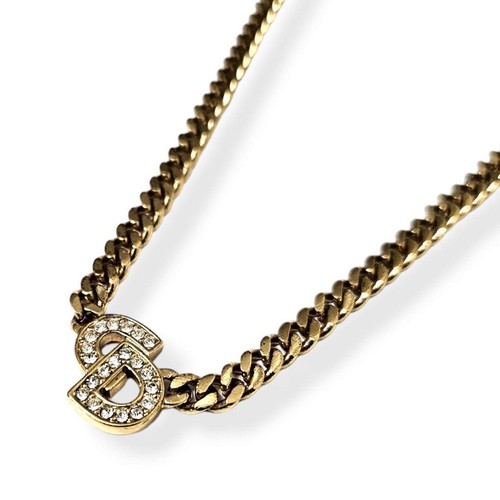 Collana Christian Dior catena cristallo L41 5 cm superiore 1 5 x 1 5 cm donna