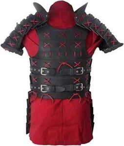 Samurai medievale in pelle - Armatura in pelle per LARP e costume cosplay nero - Foto 1 di 5