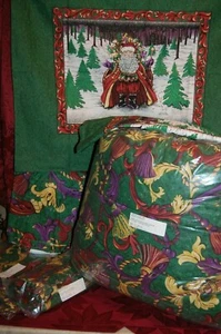 ChristmasTassles King Comforter Bed Skirt Shams Curtains NEW Green - Picture 1 of 7