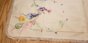 Table Buffet Runner Dresser Scarf Embroidered Hand Stitched Peacock Colorful - Picture 1 of 12