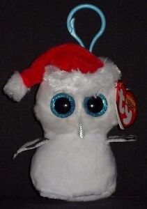 TY BEANIE BOOS - TINSEL the OWL KEY CLIP - MINT with MINT TAG