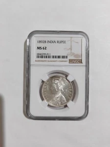1892B British India Rupee NGC MS62 - Picture 1 of 2