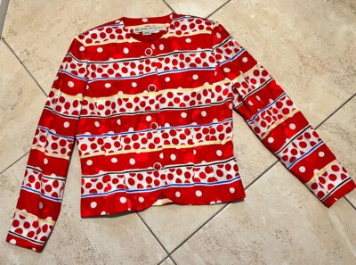 Vintage Anne Crimmins for UMI Collections Silk Suit Jacket 8 Polka Dots Colorful - Image 1 of 4