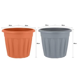 50cm Round Plastic Garden Planter Flower Pot Indoor Outdoor - Picture 1 of 32
