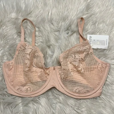 Sujetador Le Mystere 32G Pálido Melocotón Encaje Encanto Sin Forro Con Aros Cierre Trasero Transparente NUEVO Foto 1 de 4