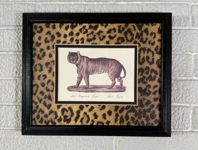 Tiger Print Jungle Animal Art Framed Vintage Safari Decor 9x11 - Image 1 of 4
