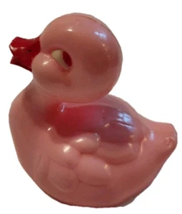 Vintage Irwin Pink Baby Duckling Duck Rattle Plastic Toy USA Red Eyes 1950's - Picture 1 of 16