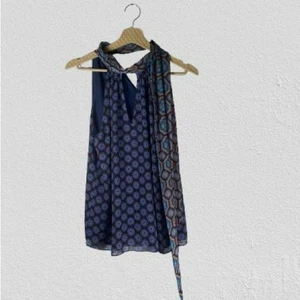 Ramy Brook Navy and Gray Patterned Blouse - Picture 1 of 13