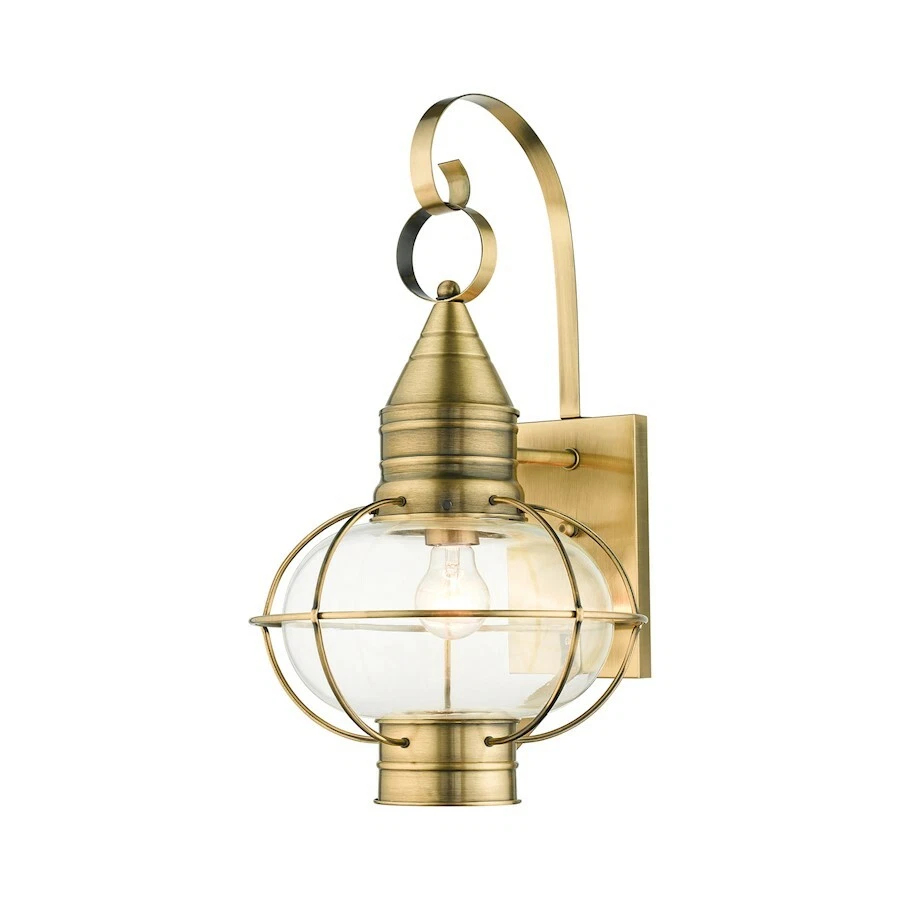 Livex 26904-01 Newburyport 1 Light 21 Inch Antique Brass Outdoor Wall Lantern