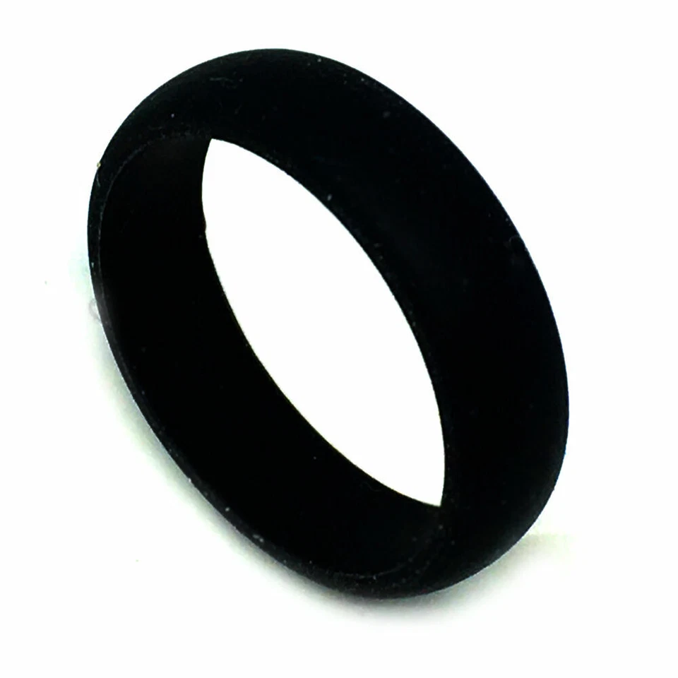 SAR - ANILLOS ACTIVOS SEGUROS 6mm NEGRO Grado Médico Silicona Goma Alianza Anillo Foto 1 de 2