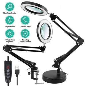 10X Lupa Luz de Escritorio Lupa Lámpara LED Lámpara de Lectura con Base - Imagen 1 de 11