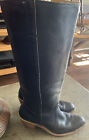 Bermans Size 7B 70’s 80’s tall leather boots stacked heel Equestrian Black Knee